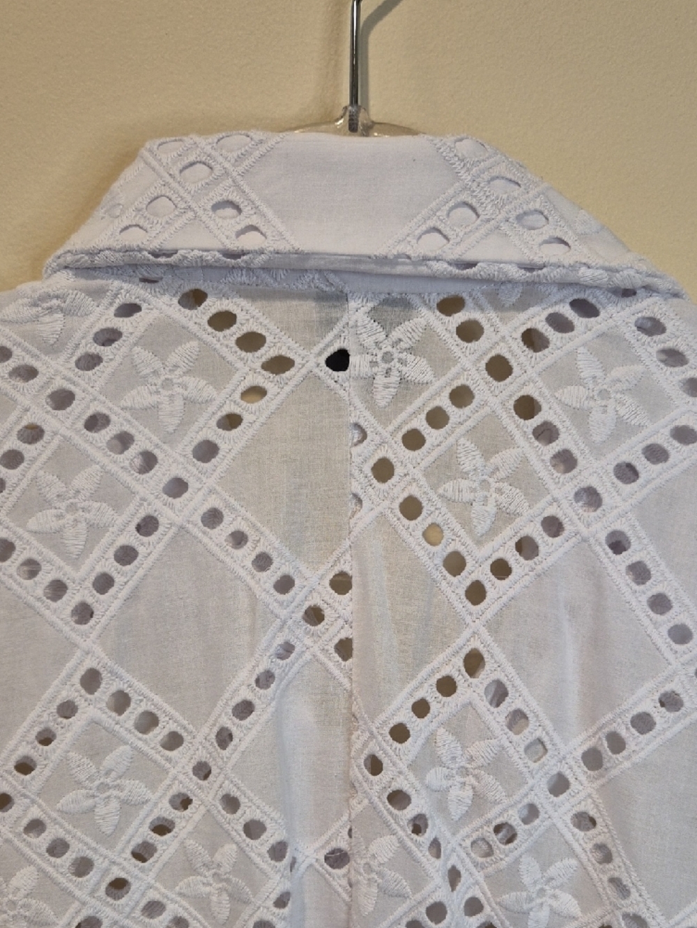 White Eyelet Button-Front Swim Coverup. Made In Italy - Picture 9 of 12